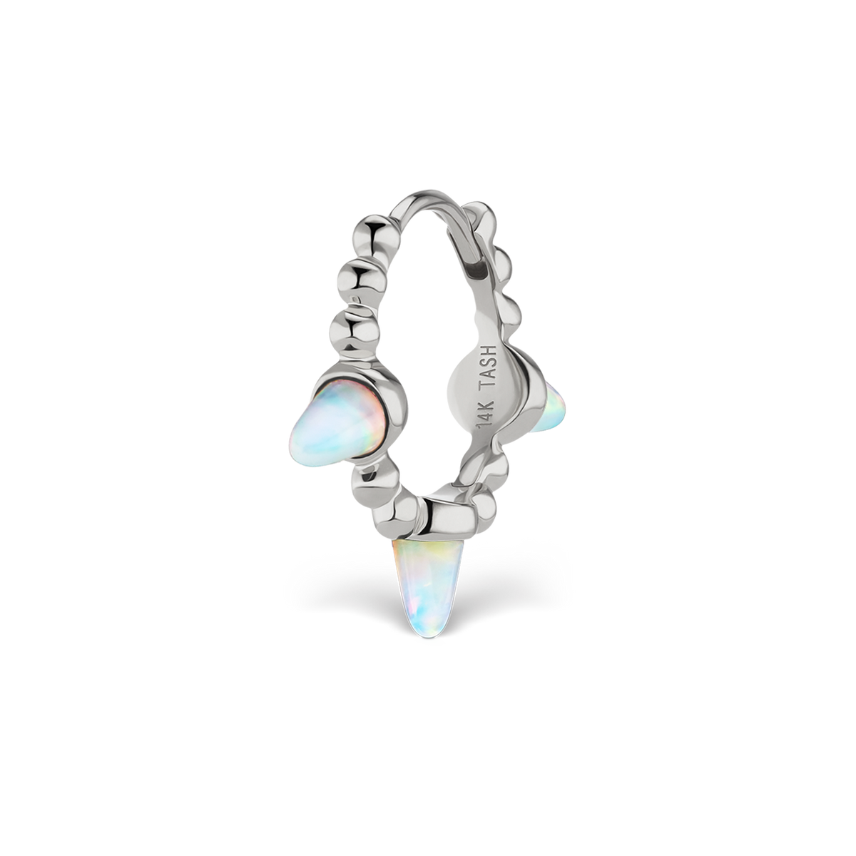 Triple Short Opal Spike Granulated Hoop Earring