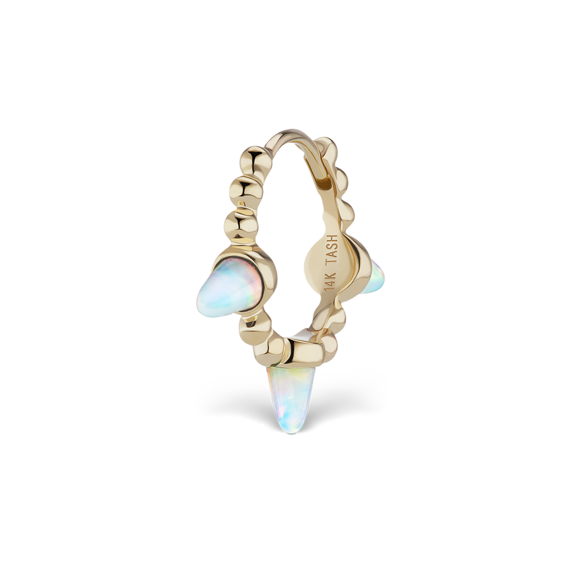 Triple Short Opal Spike Granulated Hoop Earring
