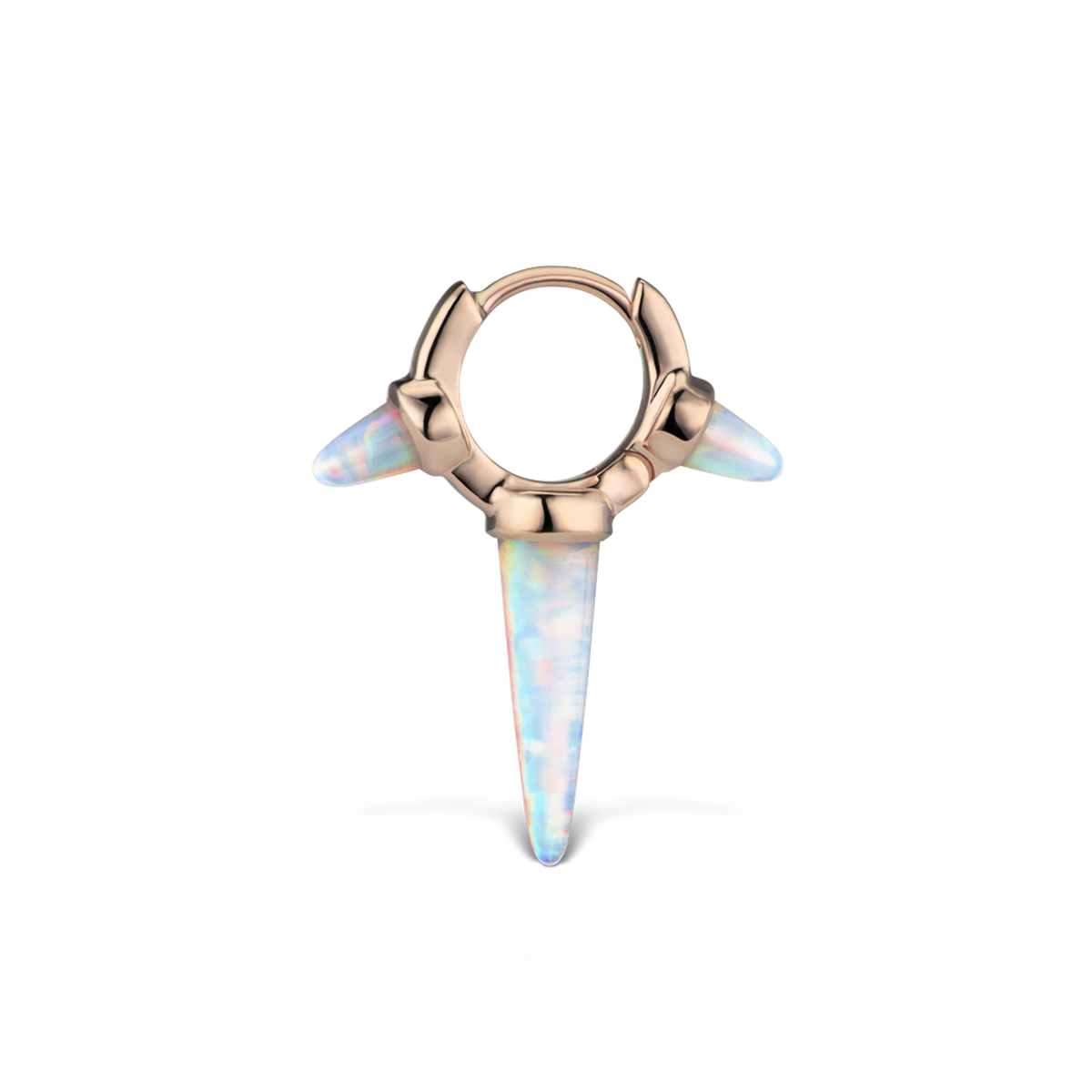 Triple Long Opal Spike Hoop Earring
