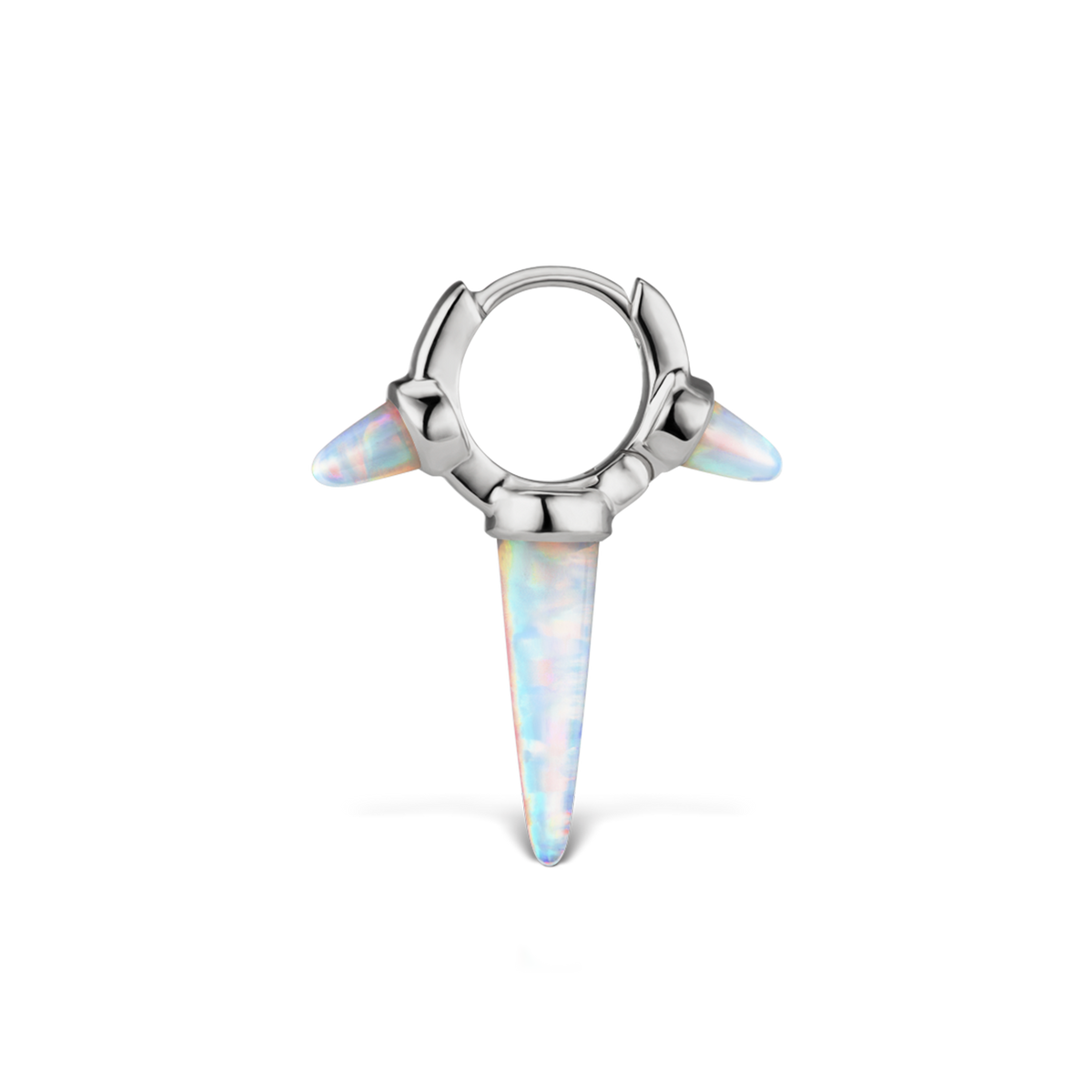 Triple Long Opal Spike Hoop Earring
