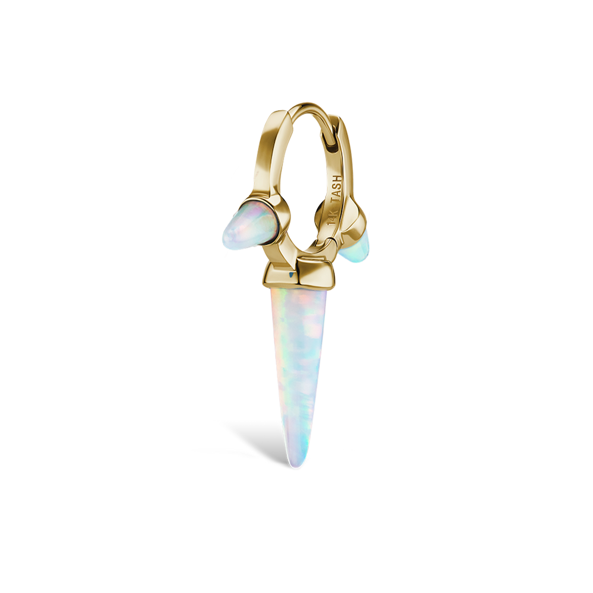 Triple Long Opal Spike Hoop Earring