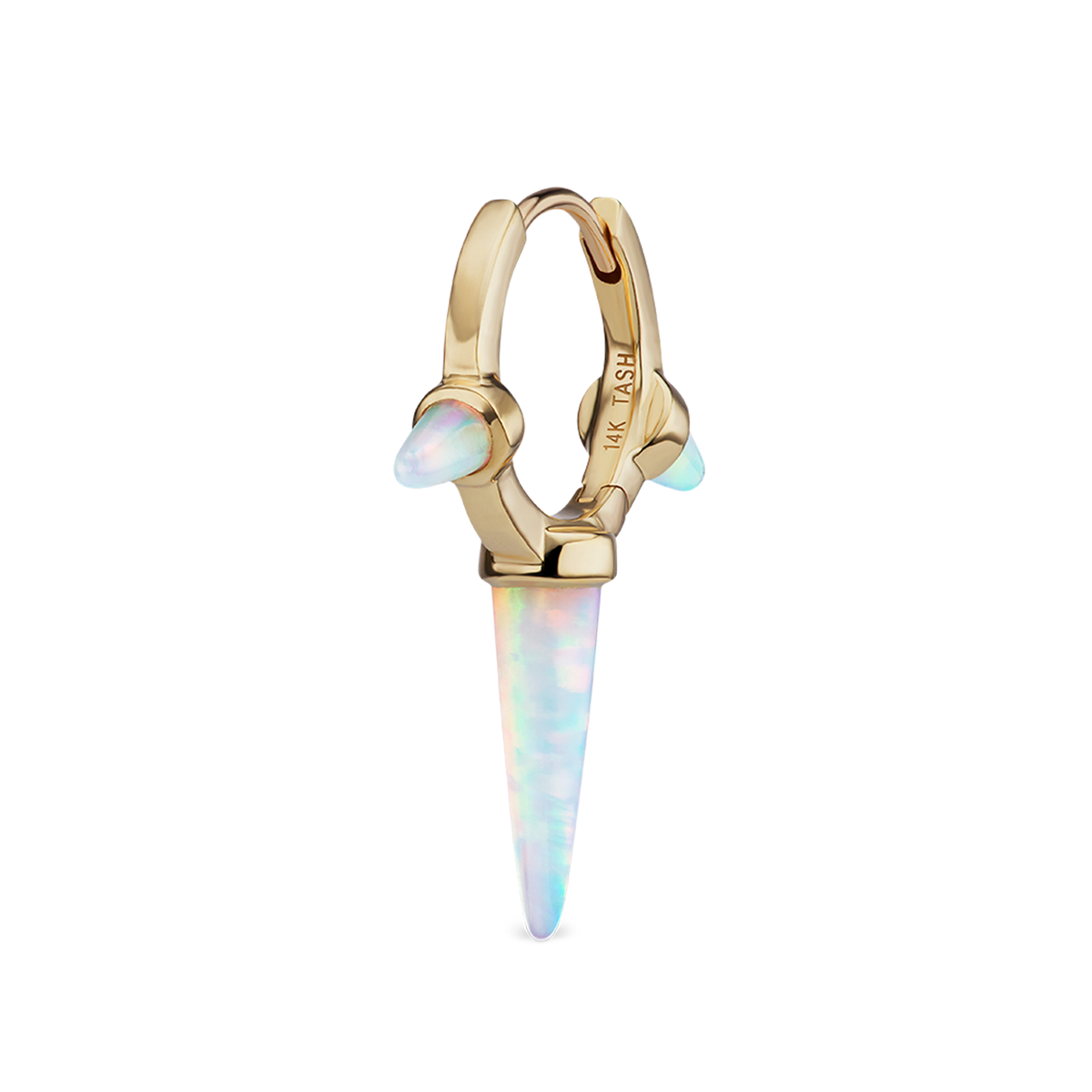 Triple Long Opal Spike Hoop Earring