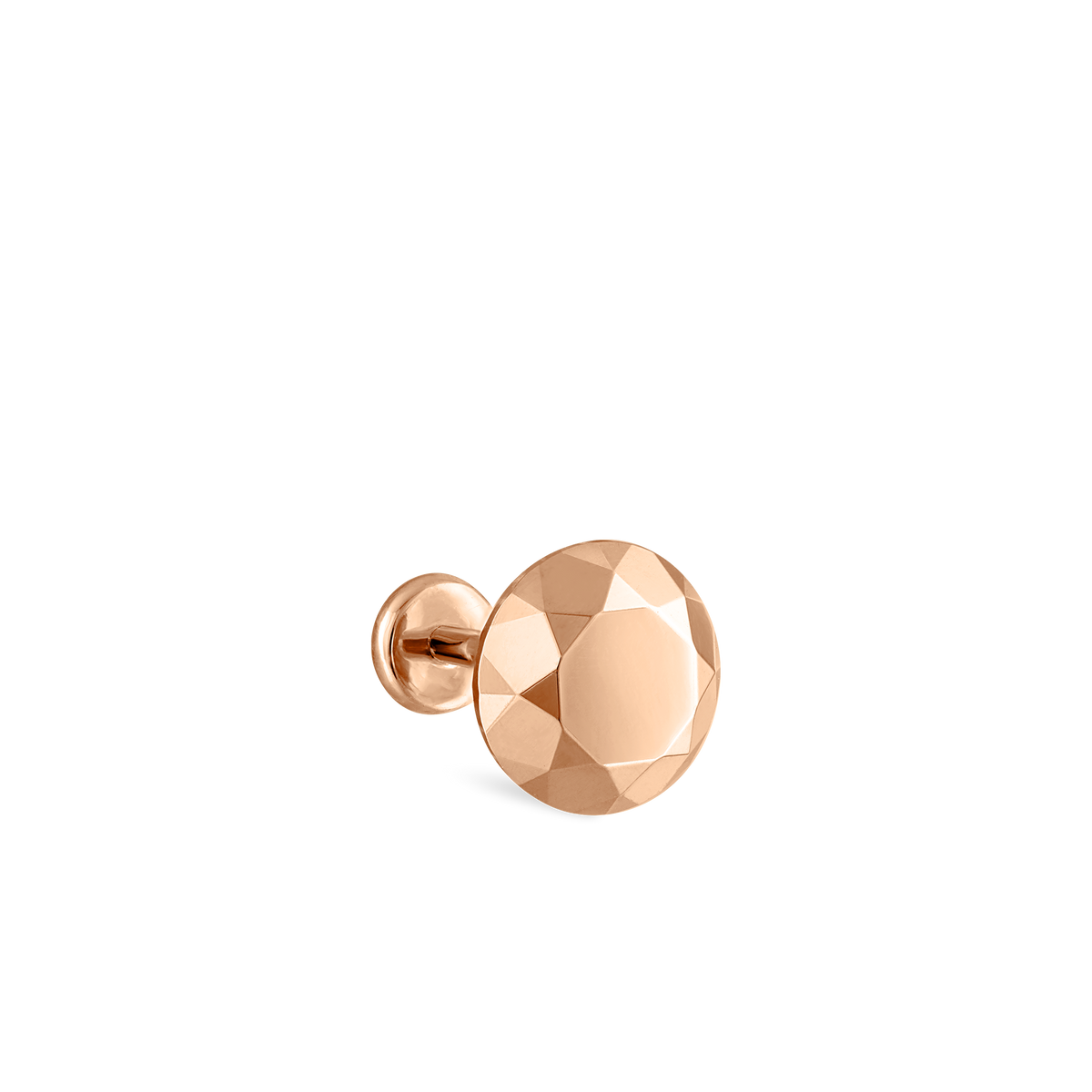 Faceted Gold Round Threaded Stud Earring