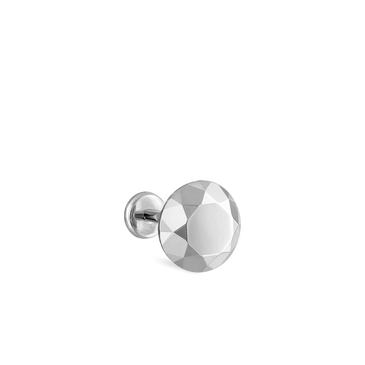 Faceted Gold Round Threaded Stud Earring