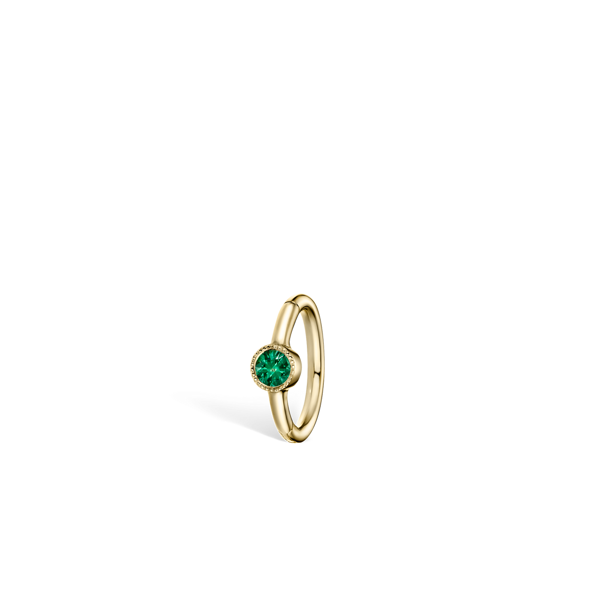 Scallop Set Emerald Hoop Earring