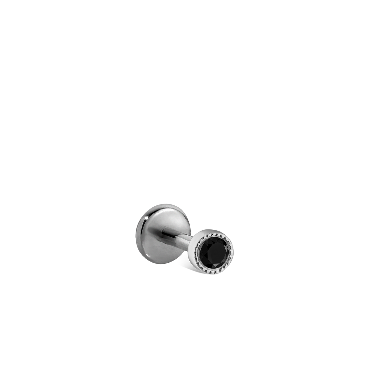 Scalloped Set Black Diamond Threaded Stud Earring With Titanium Backing