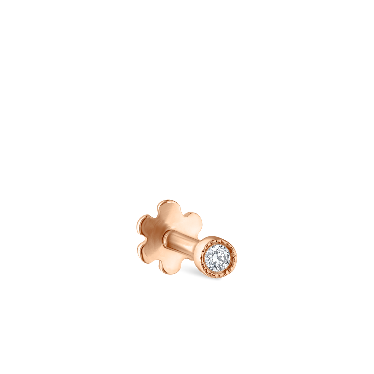Scalloped Set Diamond Threaded Stud Earring
