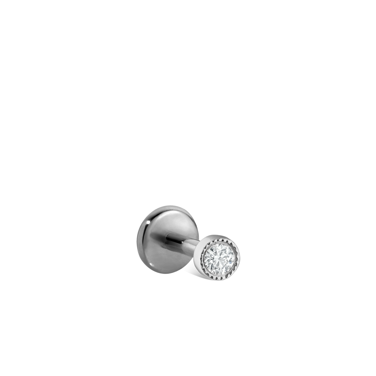 Scalloped Set Diamond Threaded Stud Earring With Titanium Backing