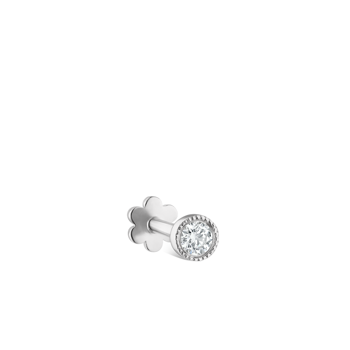 Scalloped Set Diamond Threaded Stud Earring