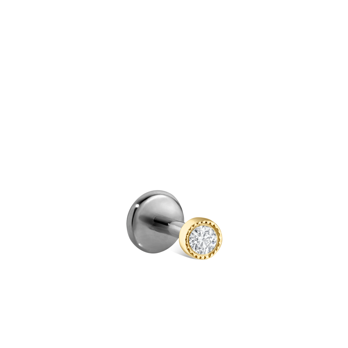 Scalloped Set Diamond Threaded Stud Earring With Titanium Backing
