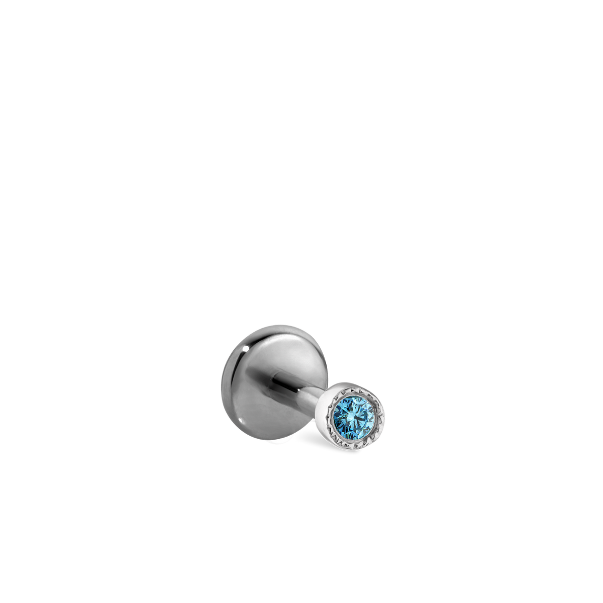 Scallop Set Light Blue Diamond Threaded Stud Earring With Titanium Backing