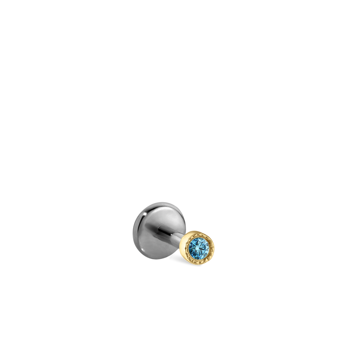Scallop Set Light Blue Diamond Threaded Stud Earring With Titanium Backing