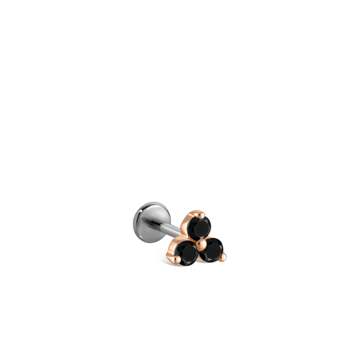 Black Diamond Trinity Threaded Stud Earring With Titanium Backing