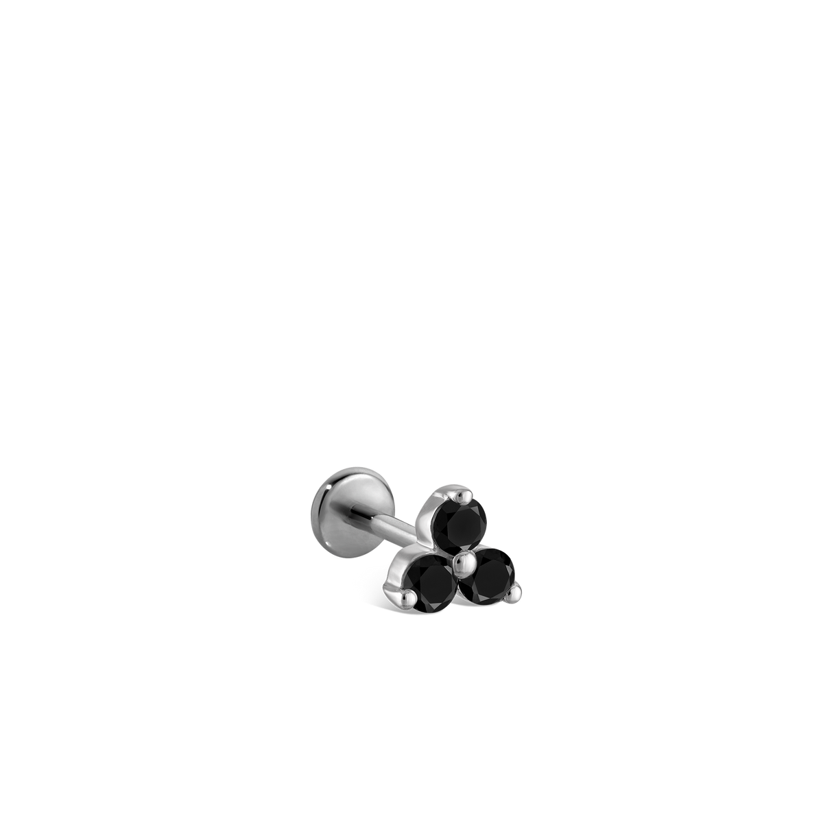 Black Diamond Trinity Threaded Stud Earring With Titanium Backing