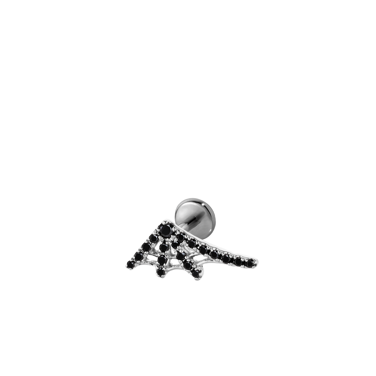 Black Diamond Web Threaded Stud Earring With Titanium Backing