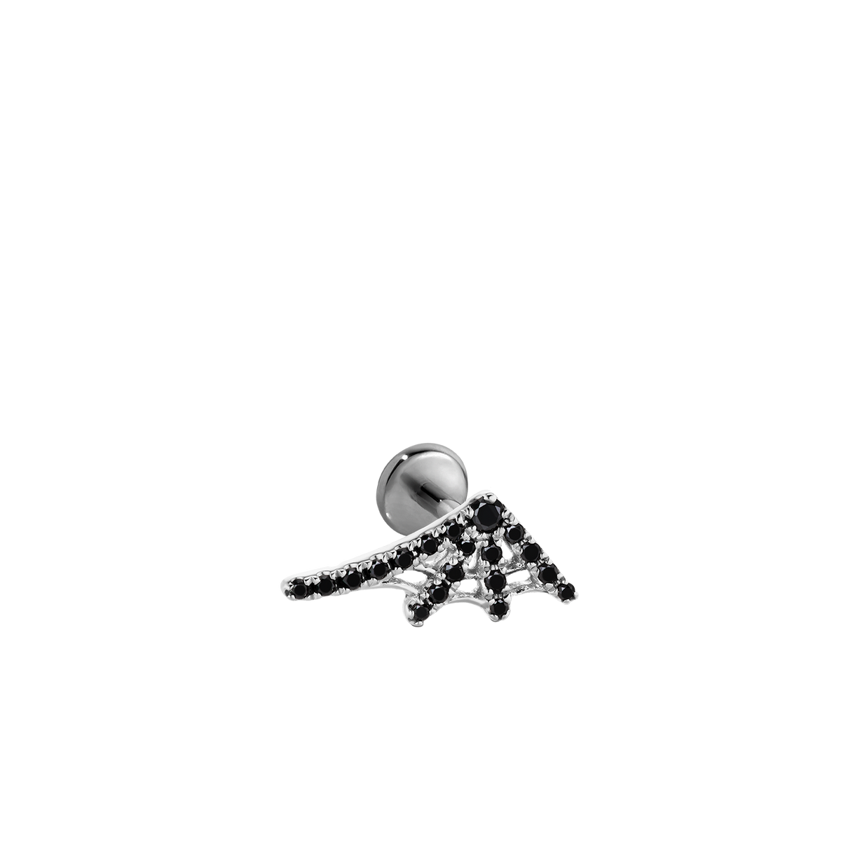 Black Diamond Web Threaded Stud Earring With Titanium Backing