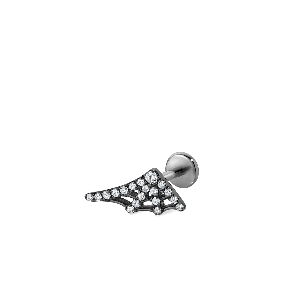 Diamond Web Threaded Stud Earring With Titanium Backing