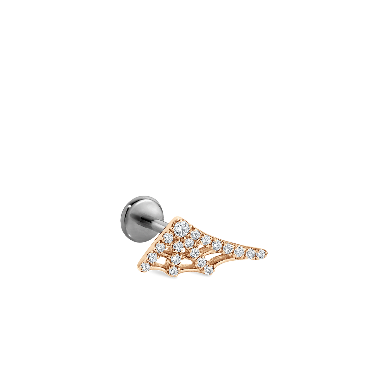 Diamond Web Threaded Stud Earring With Titanium Backing