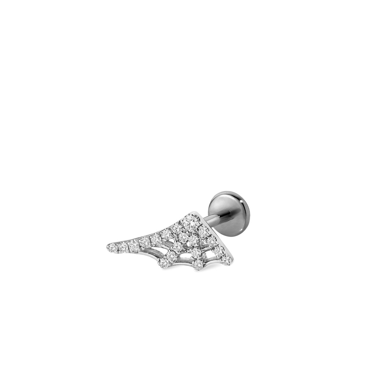 Diamond Web Threaded Stud Earring With Titanium Backing