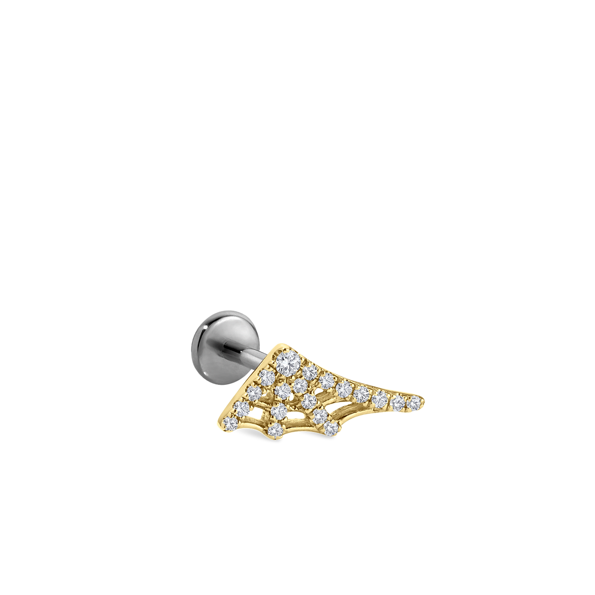 Diamond Web Threaded Stud Earring With Titanium Backing
