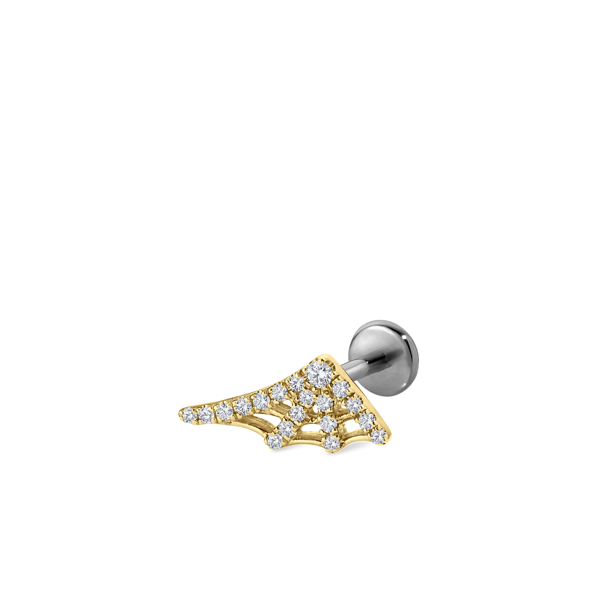 Diamond Web Threaded Stud Earring With Titanium Backing