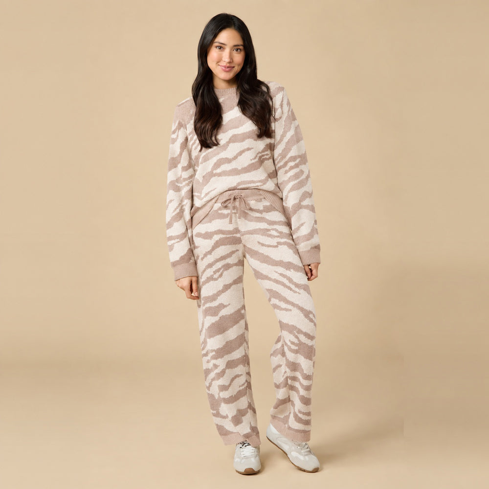 Zebra Marshmallow Crew Neck with Long Pant