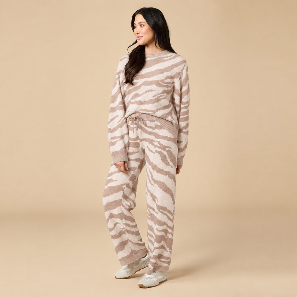 Zebra Marshmallow Crew Neck with Long Pant