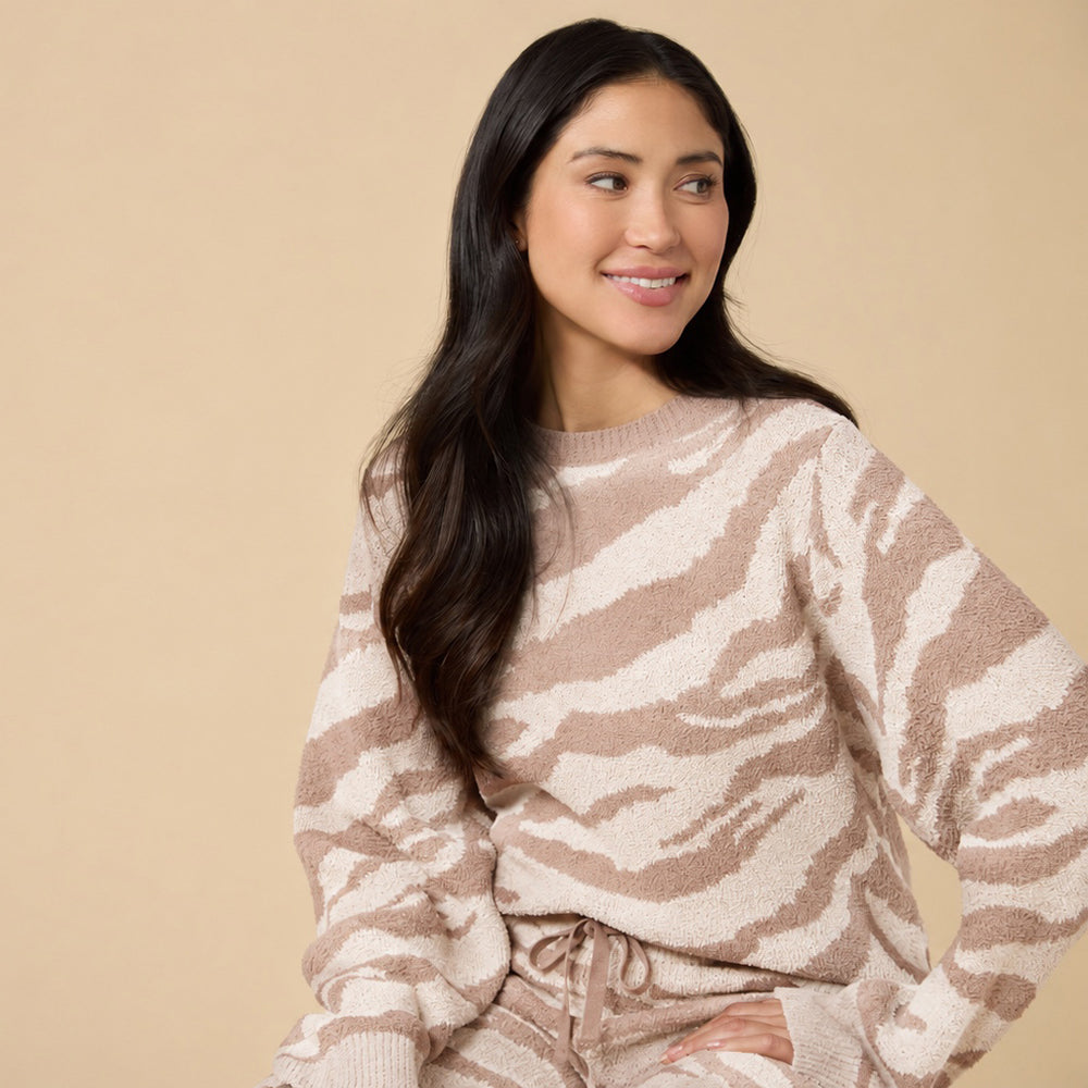 Zebra Marshmallow Crew Neck with Long Pant