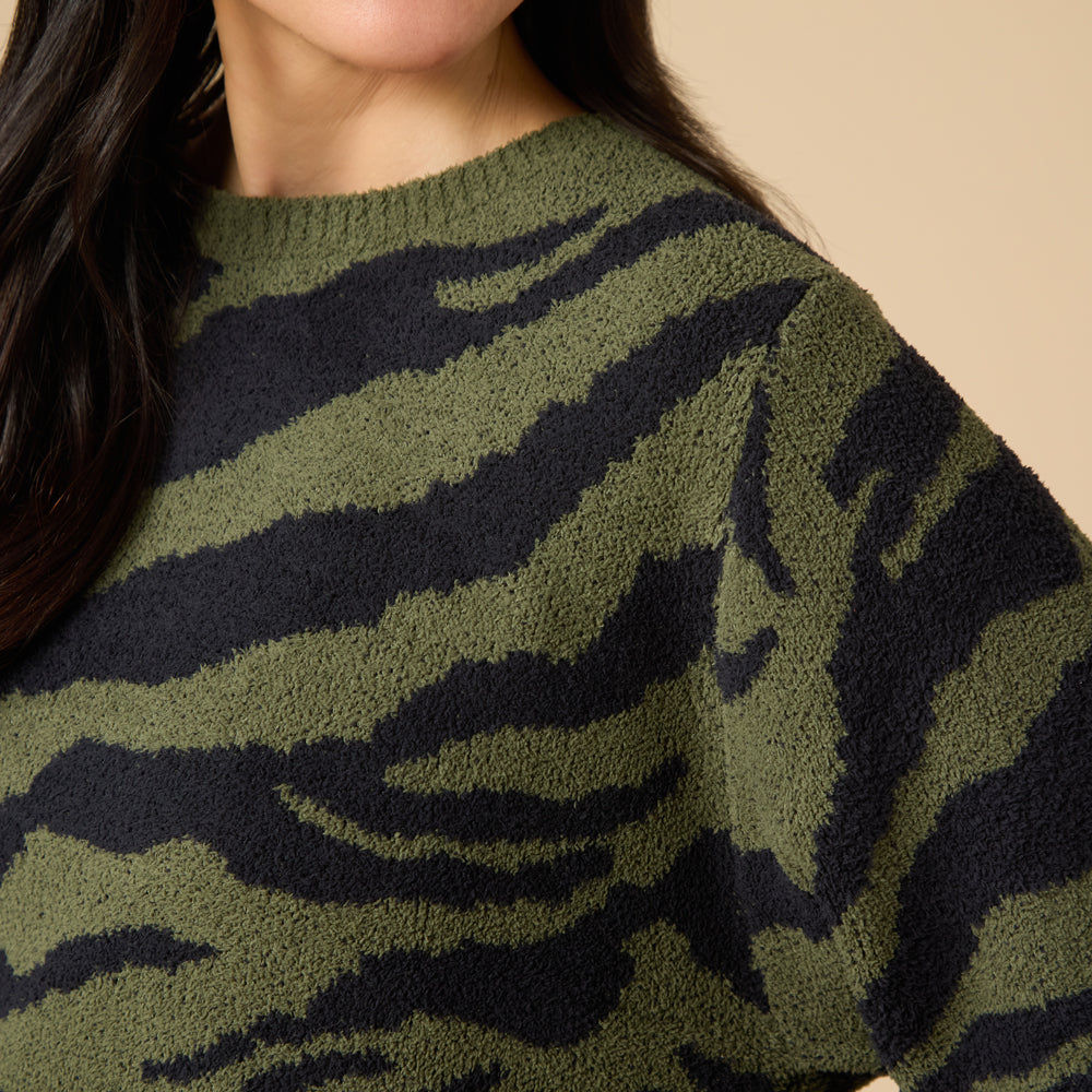 Zebra Marshmallow Crew Neck with Long Pant