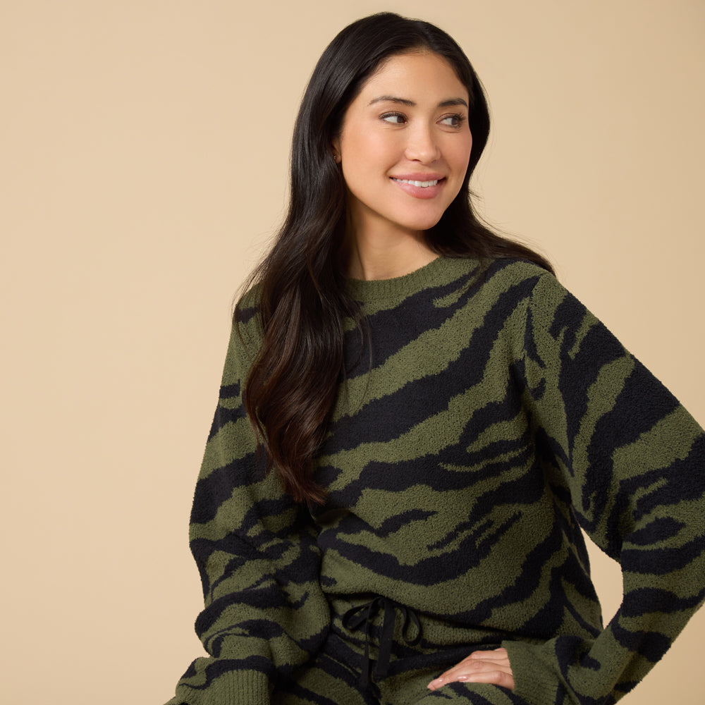 Zebra Marshmallow Crew Neck with Long Pant