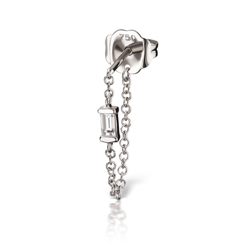 Baguette Diamond Chain Wrap Stud Earring