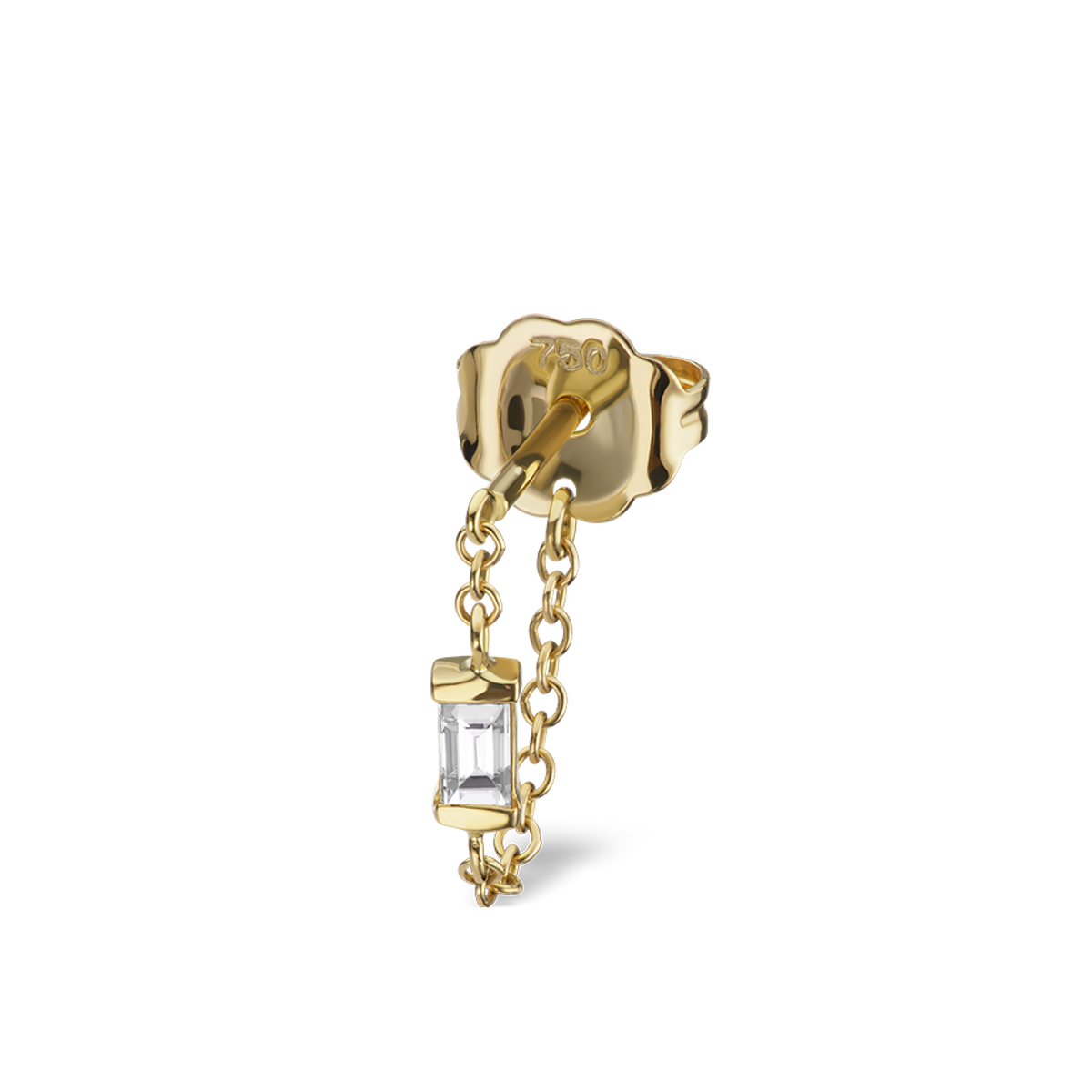 Baguette Diamond Chain Wrap Stud Earring