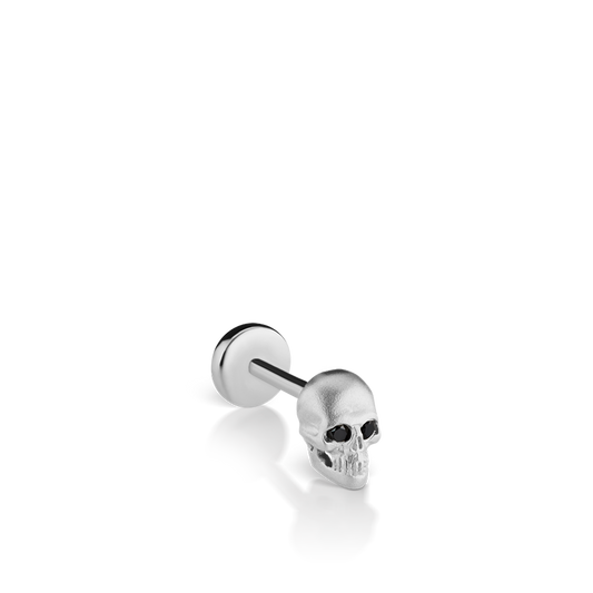 Black Diamond Eye Matte Skull Threaded Stud Earring
