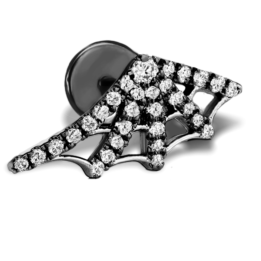 Black Diamond Web Threaded Stud Earring With Titanium Backing