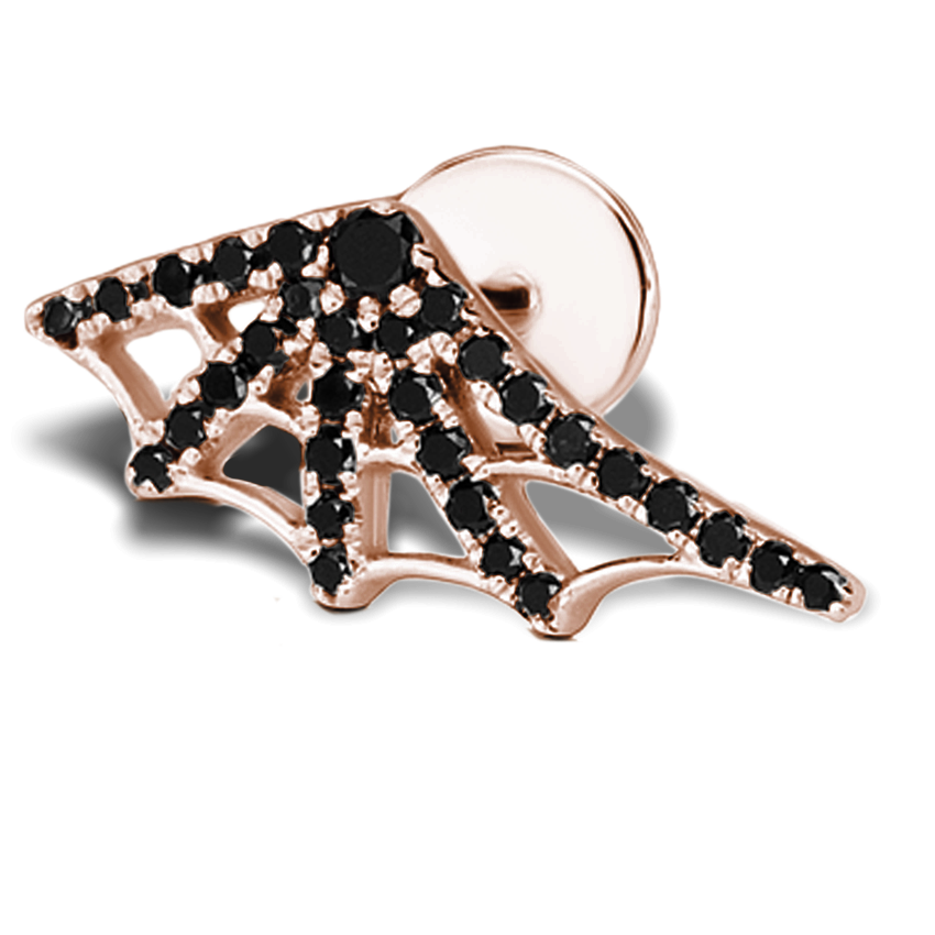 Black Diamond Web Threaded Stud Earring With Titanium Backing