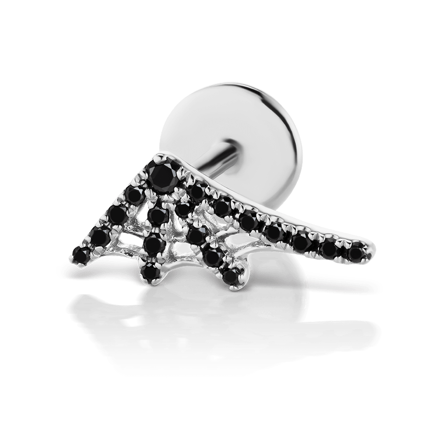 Black Diamond Web Threaded Stud Earring With Titanium Backing