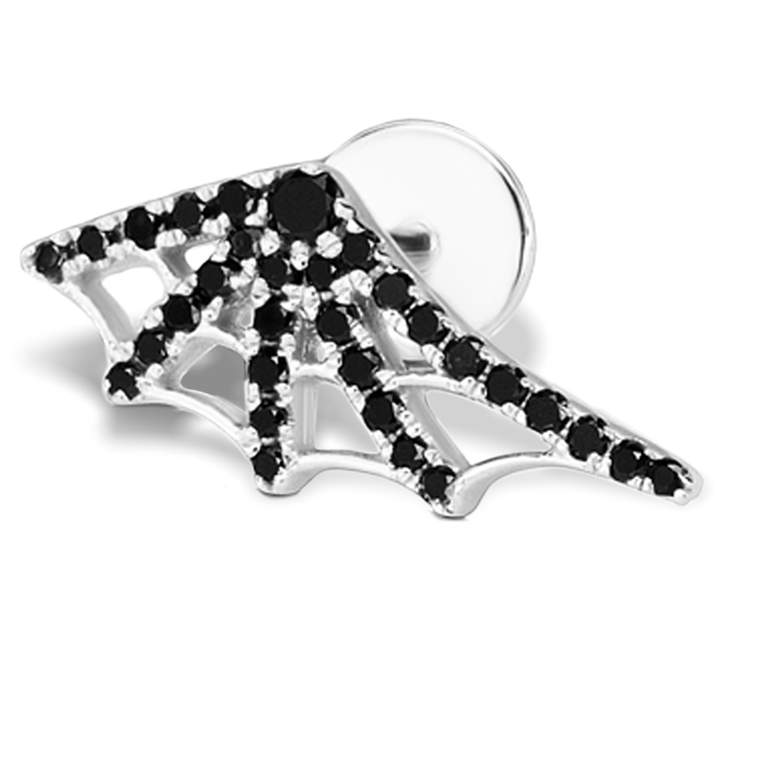 Black Diamond Web Threaded Stud Earring With Titanium Backing