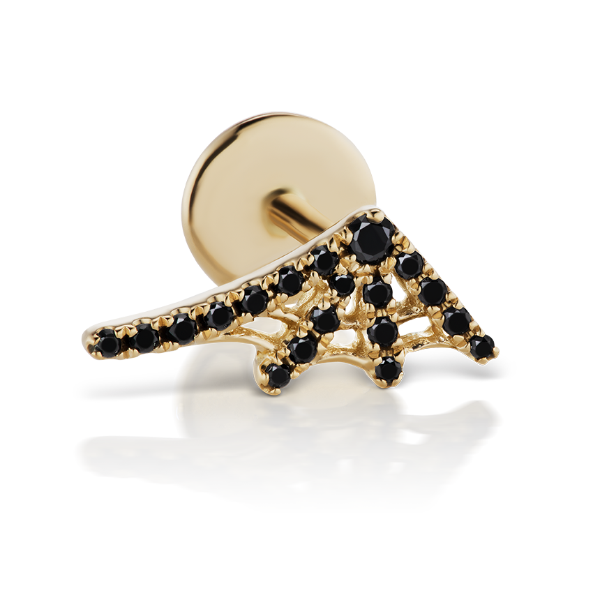 Black Diamond Web Threaded Stud Earring With Titanium Backing