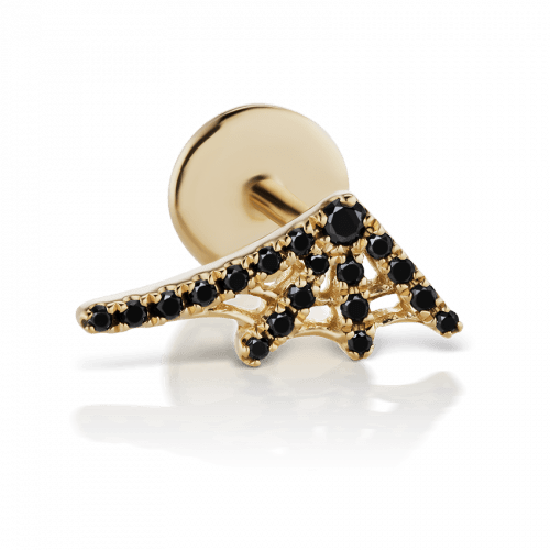 Black Diamond Web Threaded Stud Earring With Titanium Backing