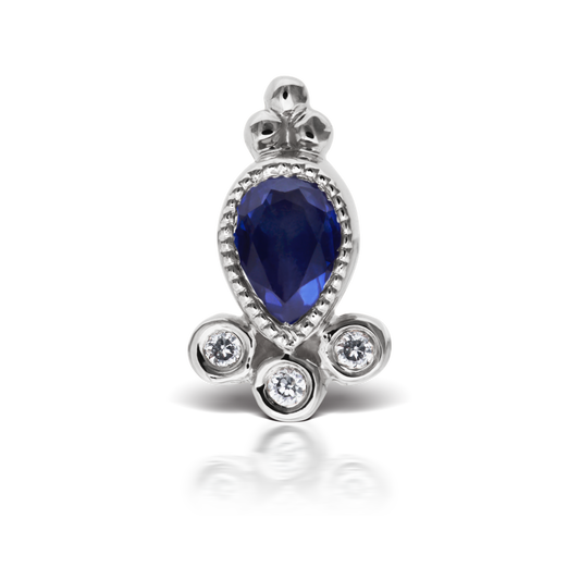 Blue Sapphire and Diamond Delia Threaded Stud Earring With Titanium Backing