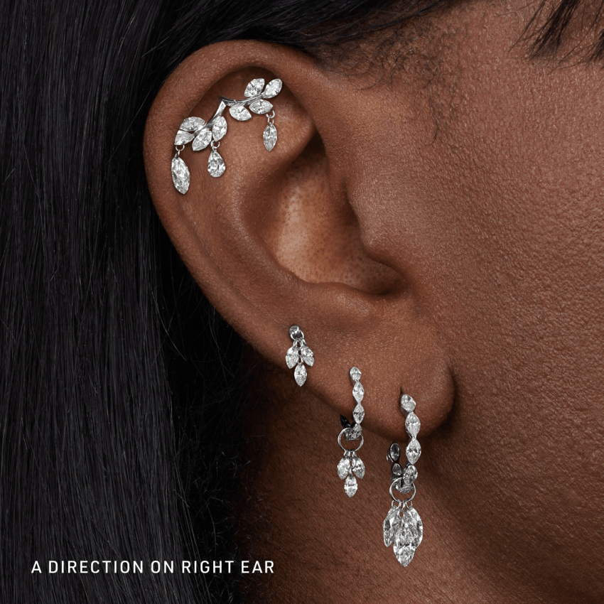 Diamond Vine Garland Threaded Stud Earring