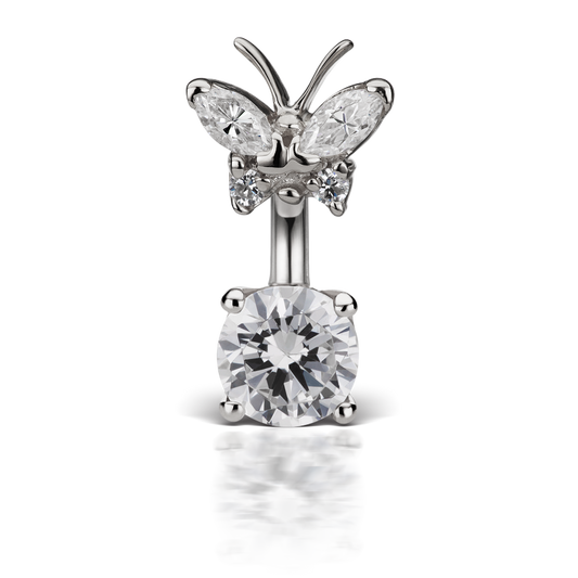 Cubic Zirconia Butterfly and 6mm Solitaire Barbell