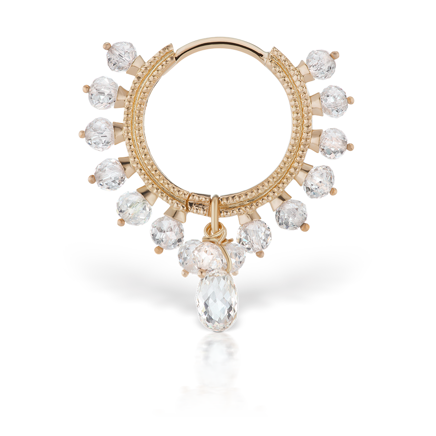 Diamond Coronet with Briolette Hoop Earring