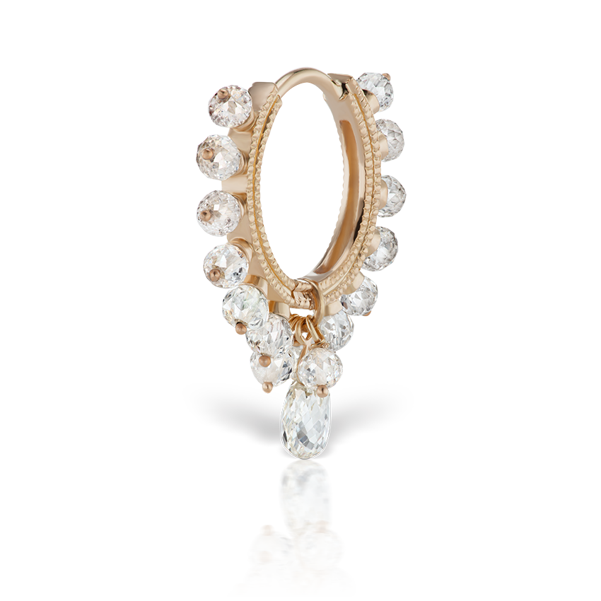 Diamond Coronet with Briolette Hoop Earring