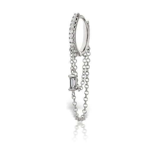 Diamond Eternity Hoop with Baguette Diamond and 2 Chains