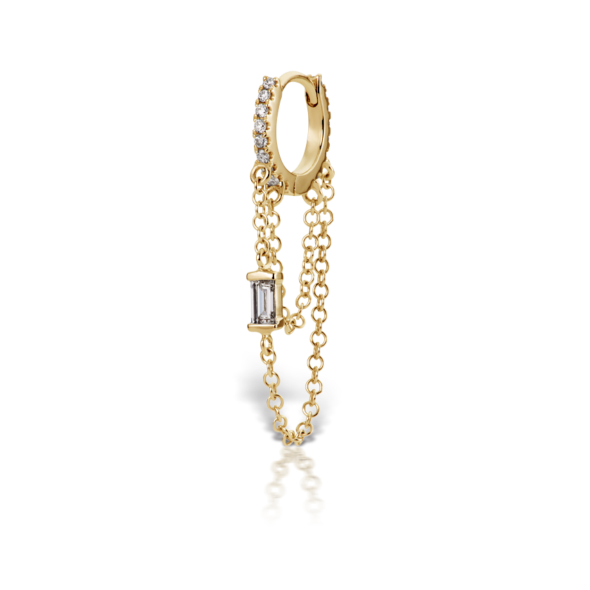 Diamond Eternity Hoop with Baguette Diamond and 2 Chains