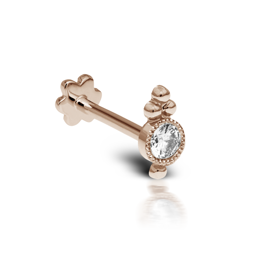Diamond Four Ball Trinity Threaded Stud Earring