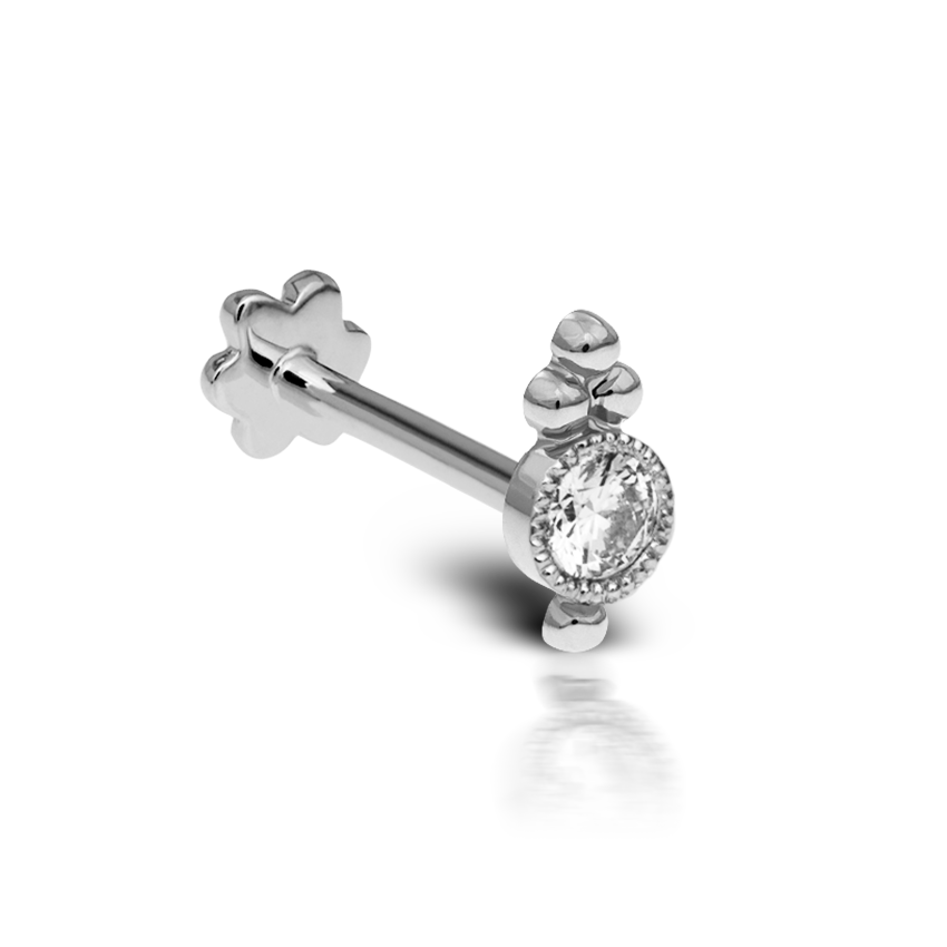 Diamond Four Ball Trinity Threaded Stud Earring With Titanium Backing