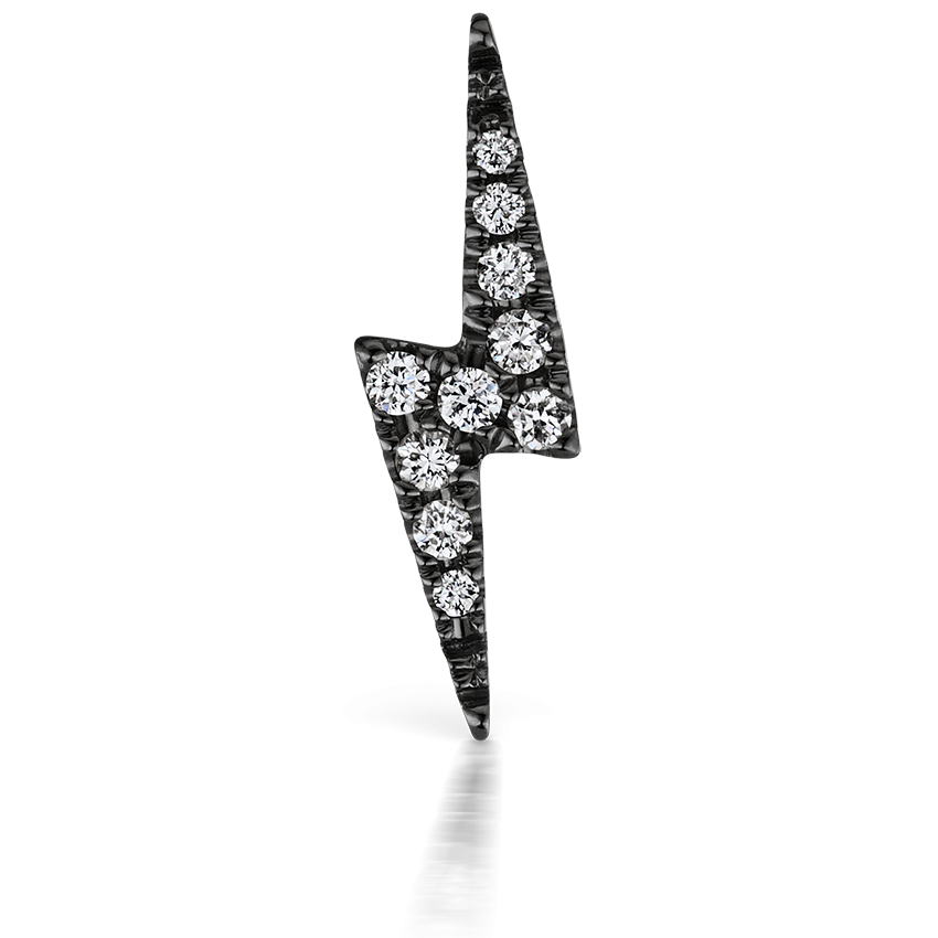 Diamond Lightning Bolt Threaded Stud Earring With Titanium Backing