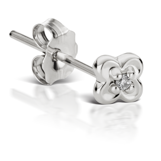 Diamond Lucky Clover Stud Earring